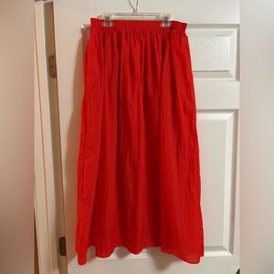 ZARA Bright Red Orange Midi or Maxi Skirt Size Medium